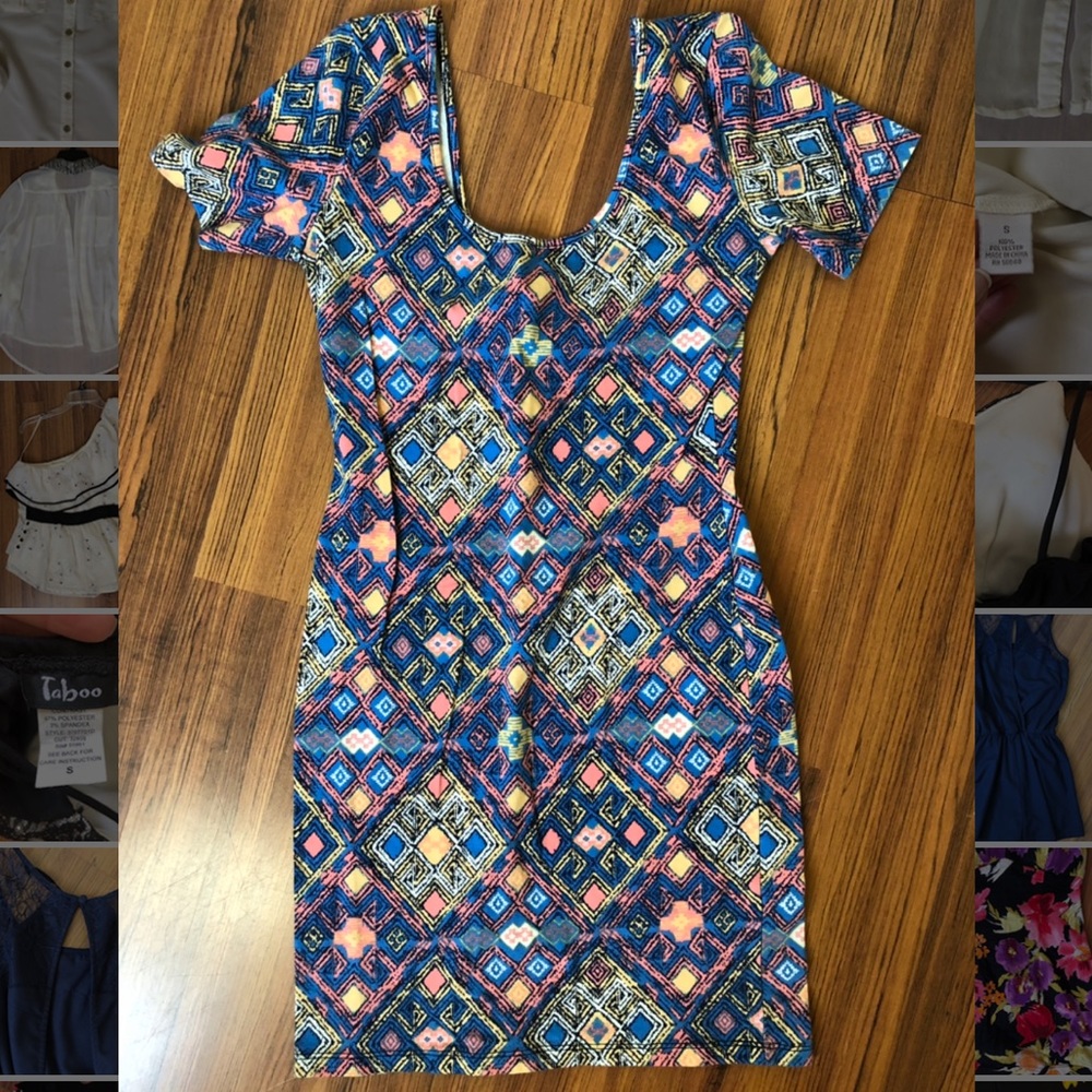 Vibrant Geometric Bodycon Dress.